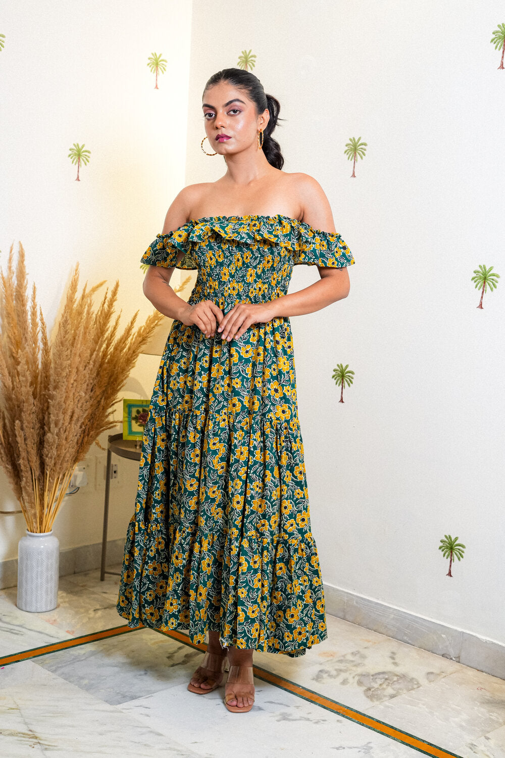 Irina Floral Print Cotton A-Line Dress