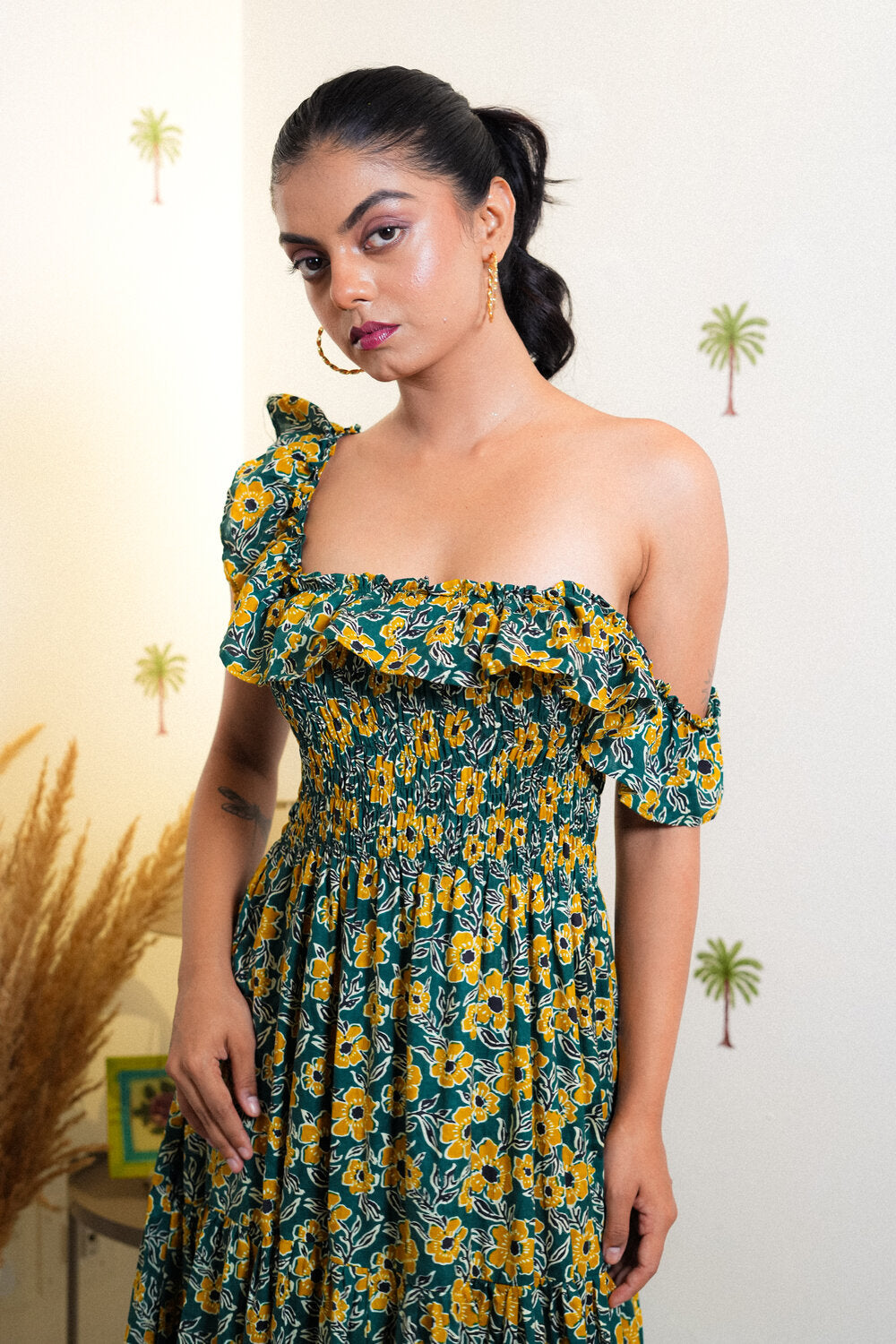 Irina Floral Print Cotton A-Line Dress