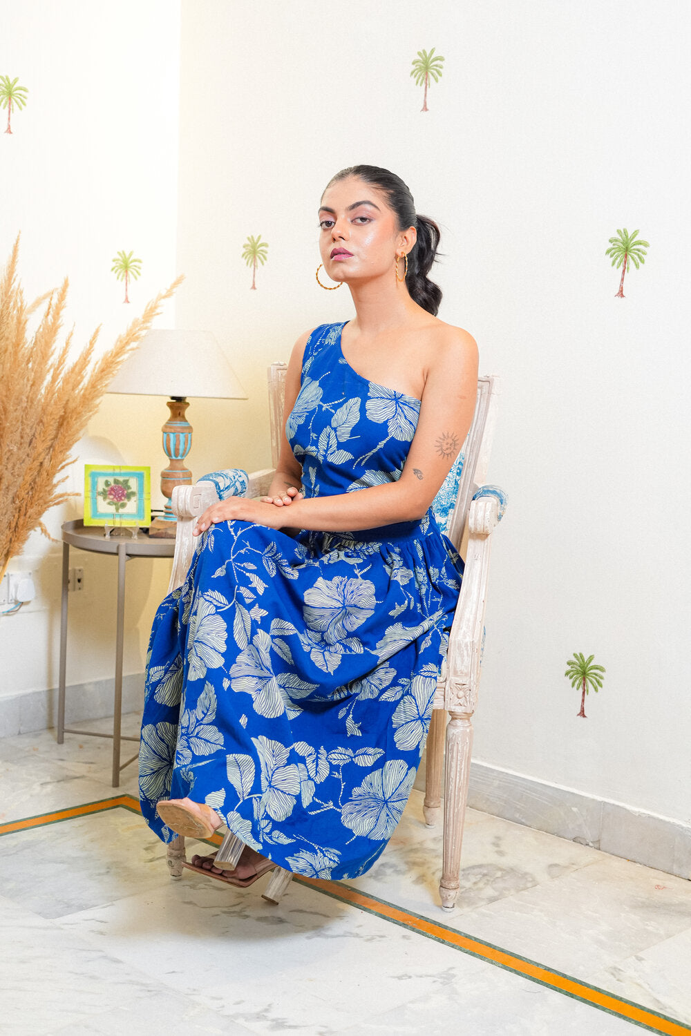 Nimi One-Shoulder Cotton A-Line Dress