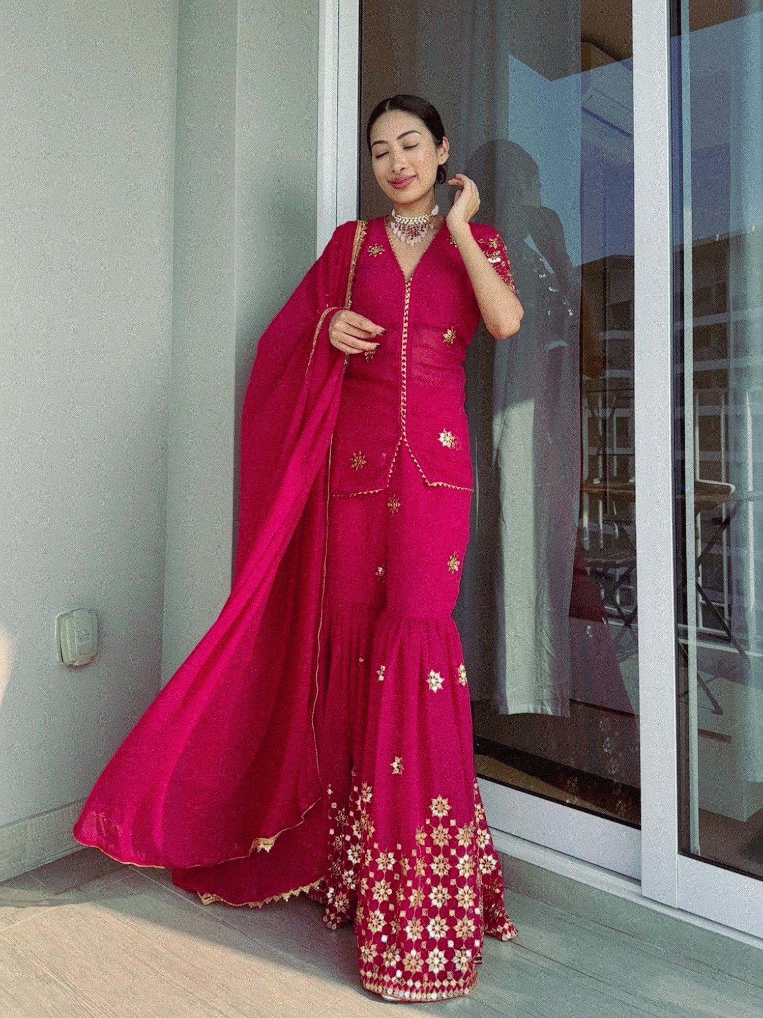 ROSY EMBROIDERED SHARARA SET - Sarnya