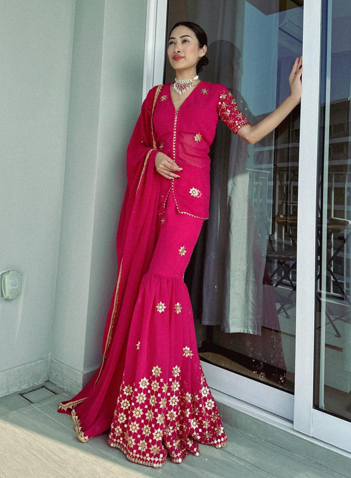 ROSY EMBROIDERED SHARARA SET - Sarnya