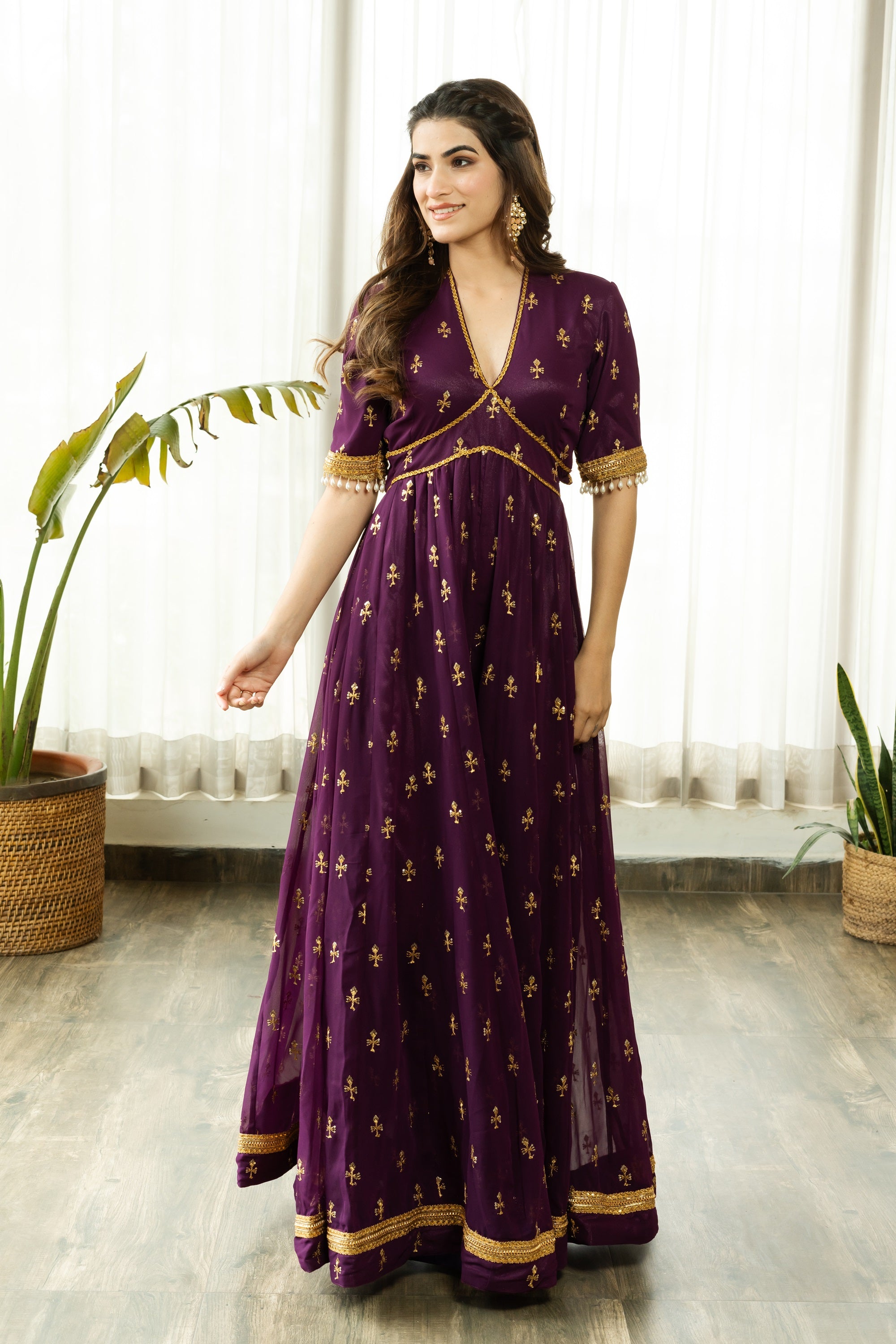 GIVISHA PURPLE EMBELLISHED SET - Sarnya