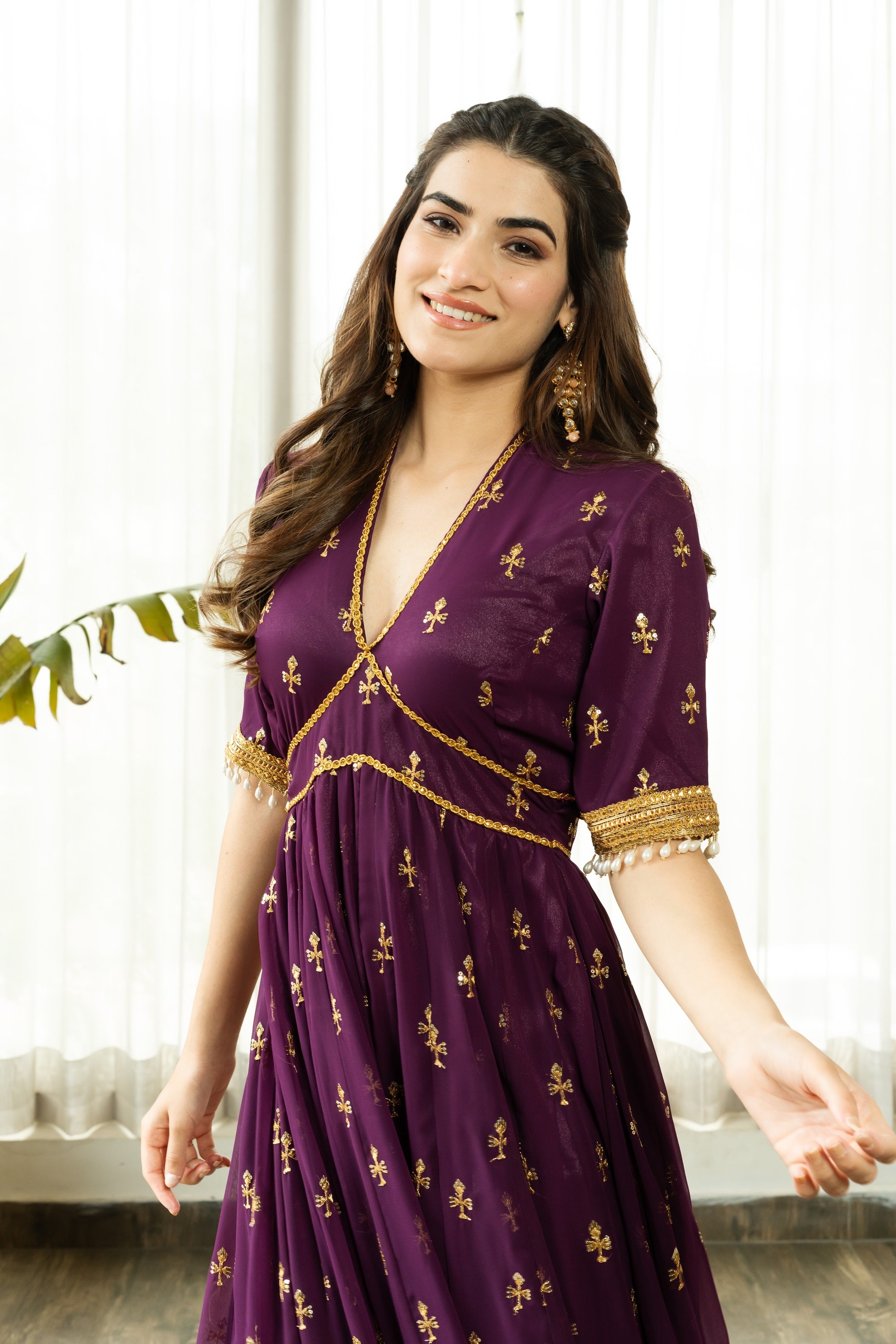 GIVISHA PURPLE EMBELLISHED SET - Sarnya