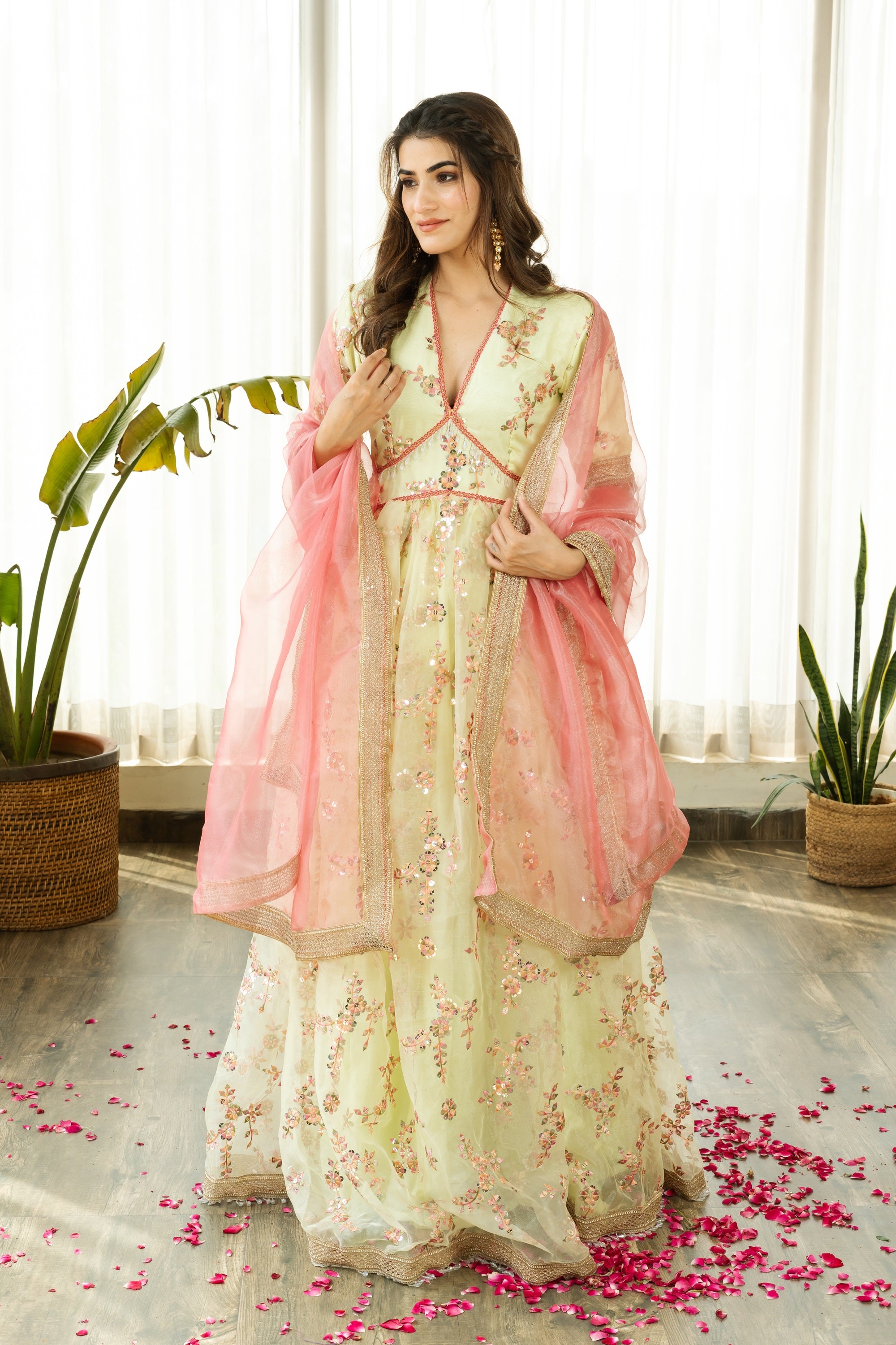 FALAK LIME EMBELLISHED SET - Sarnya