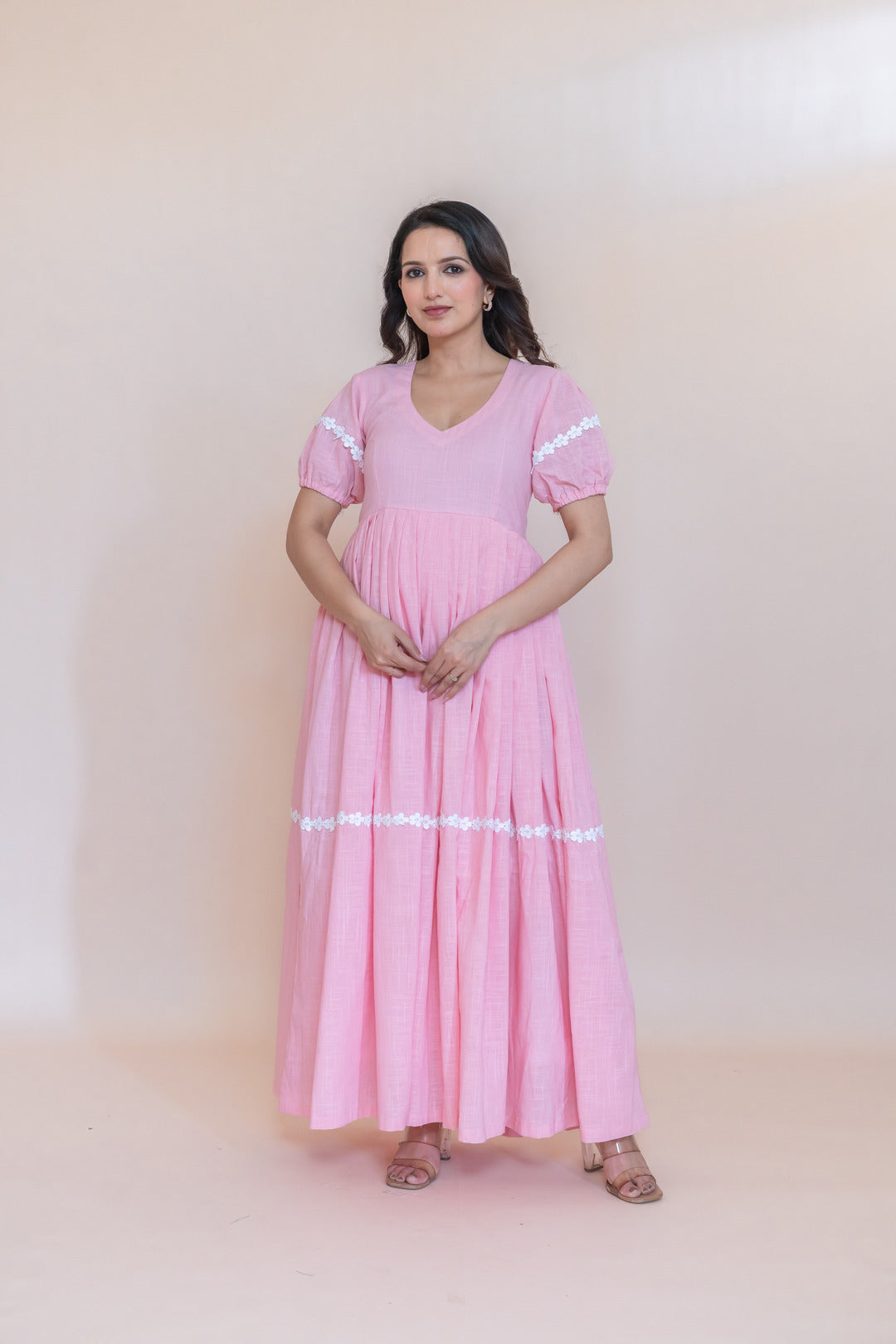 PINK SOFTY COTTON SLUB DRESS