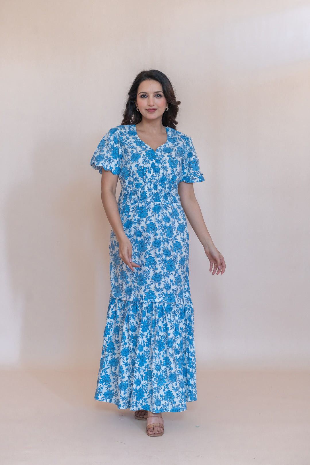 RESHA SKY BLUE FLORAL DRESS