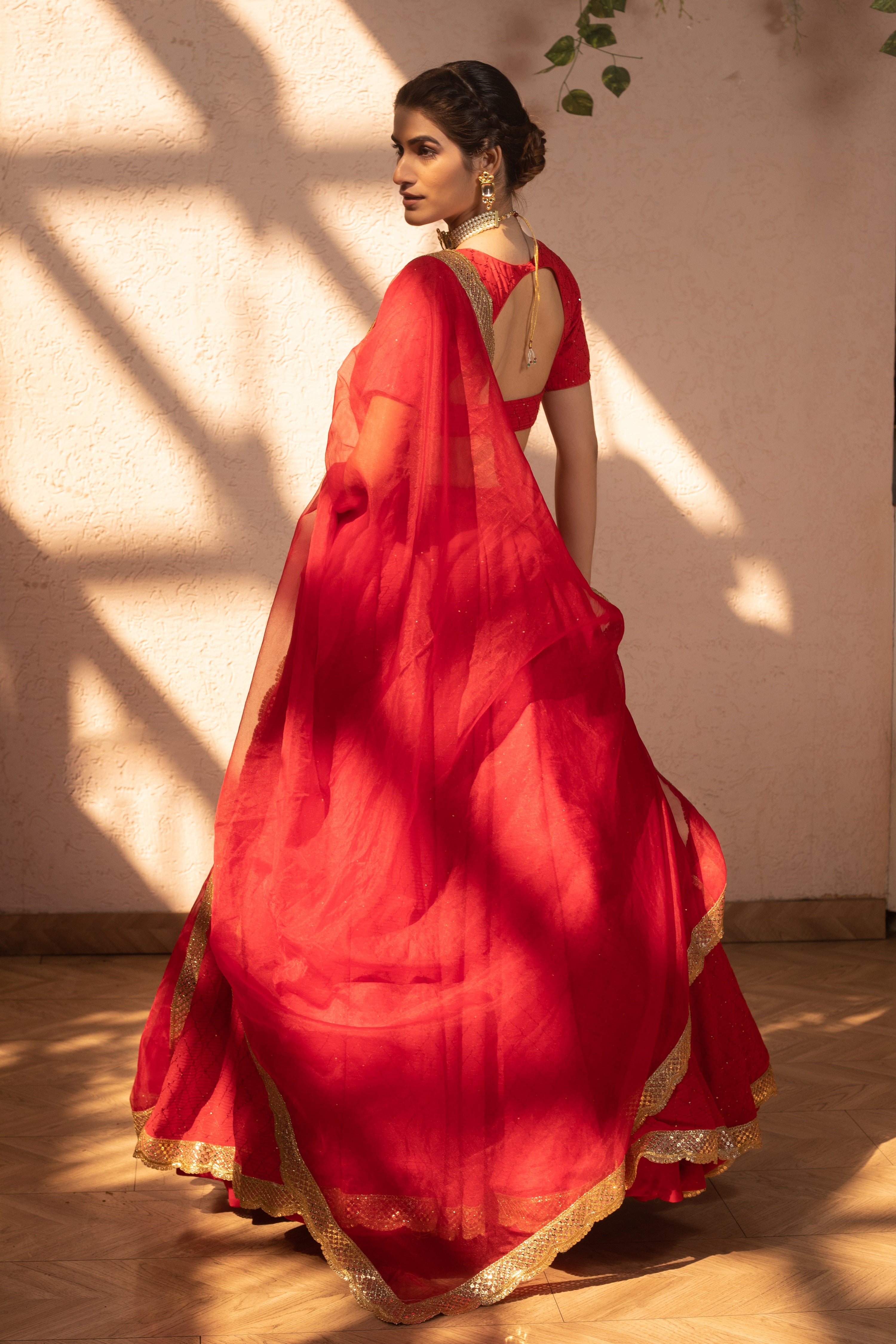 RED VELVET LEHENGA - Sarnya
