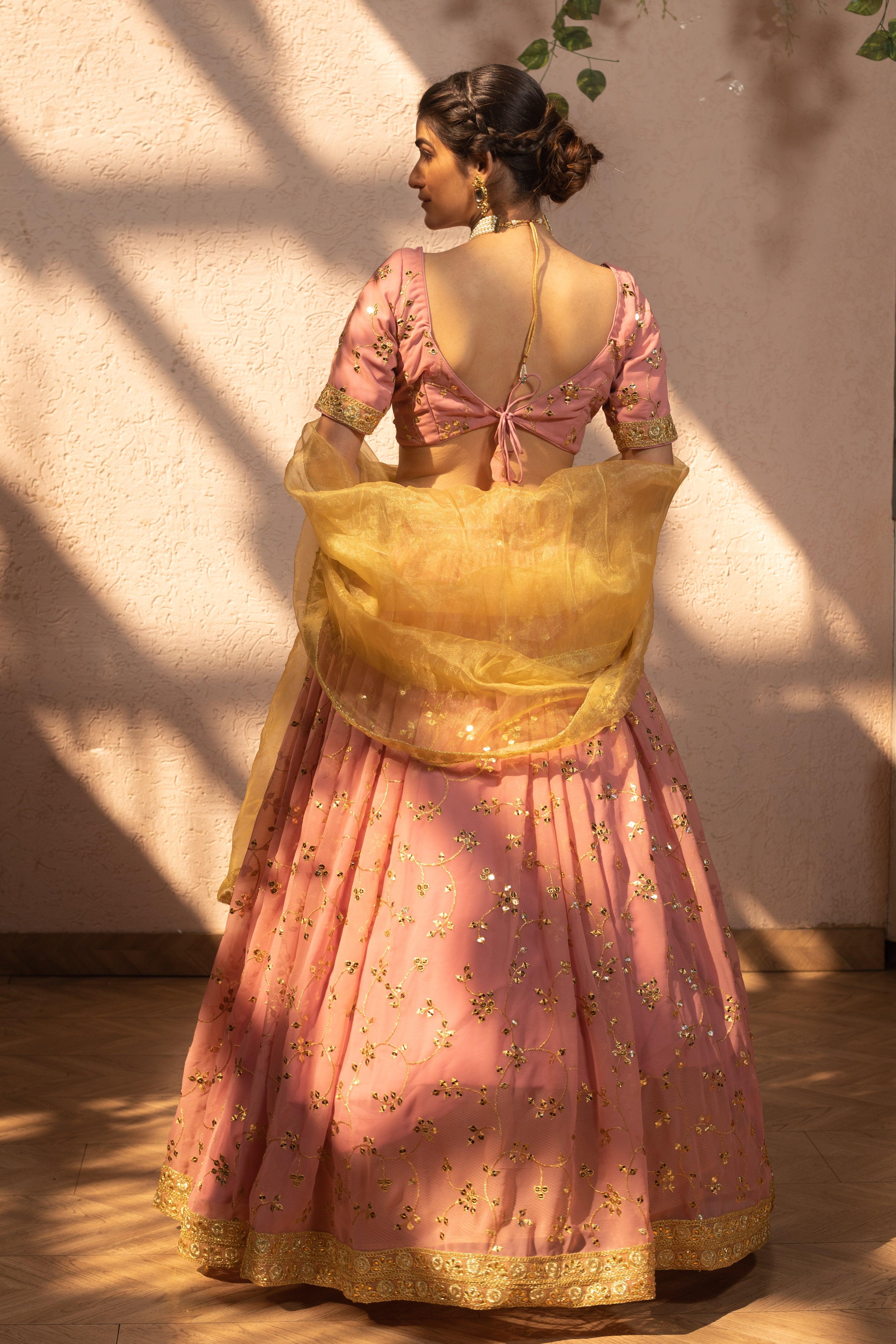 GOLD PEACH LEHENGA - Sarnya
