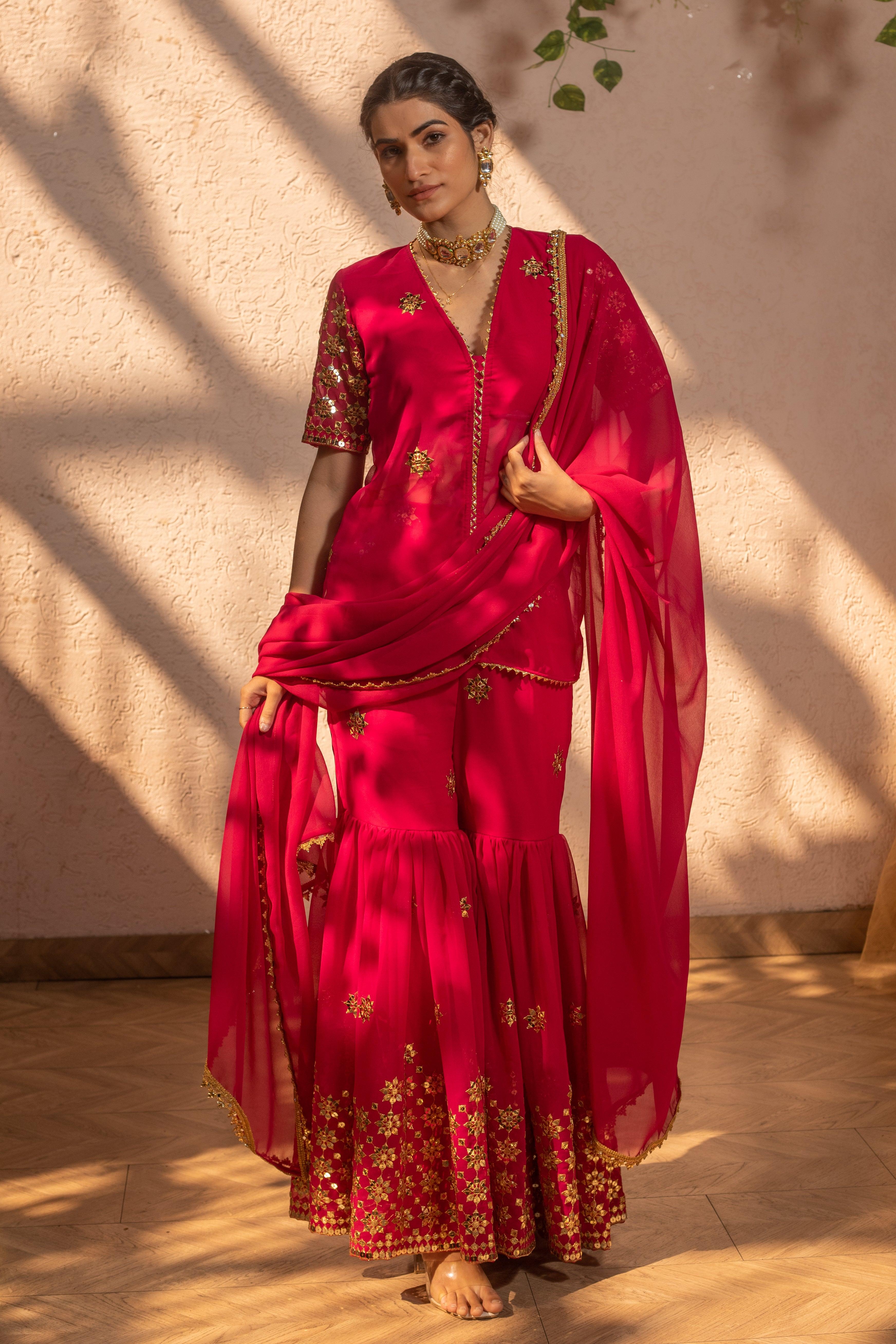 ROSY EMBROIDERED SHARARA SET - Sarnya