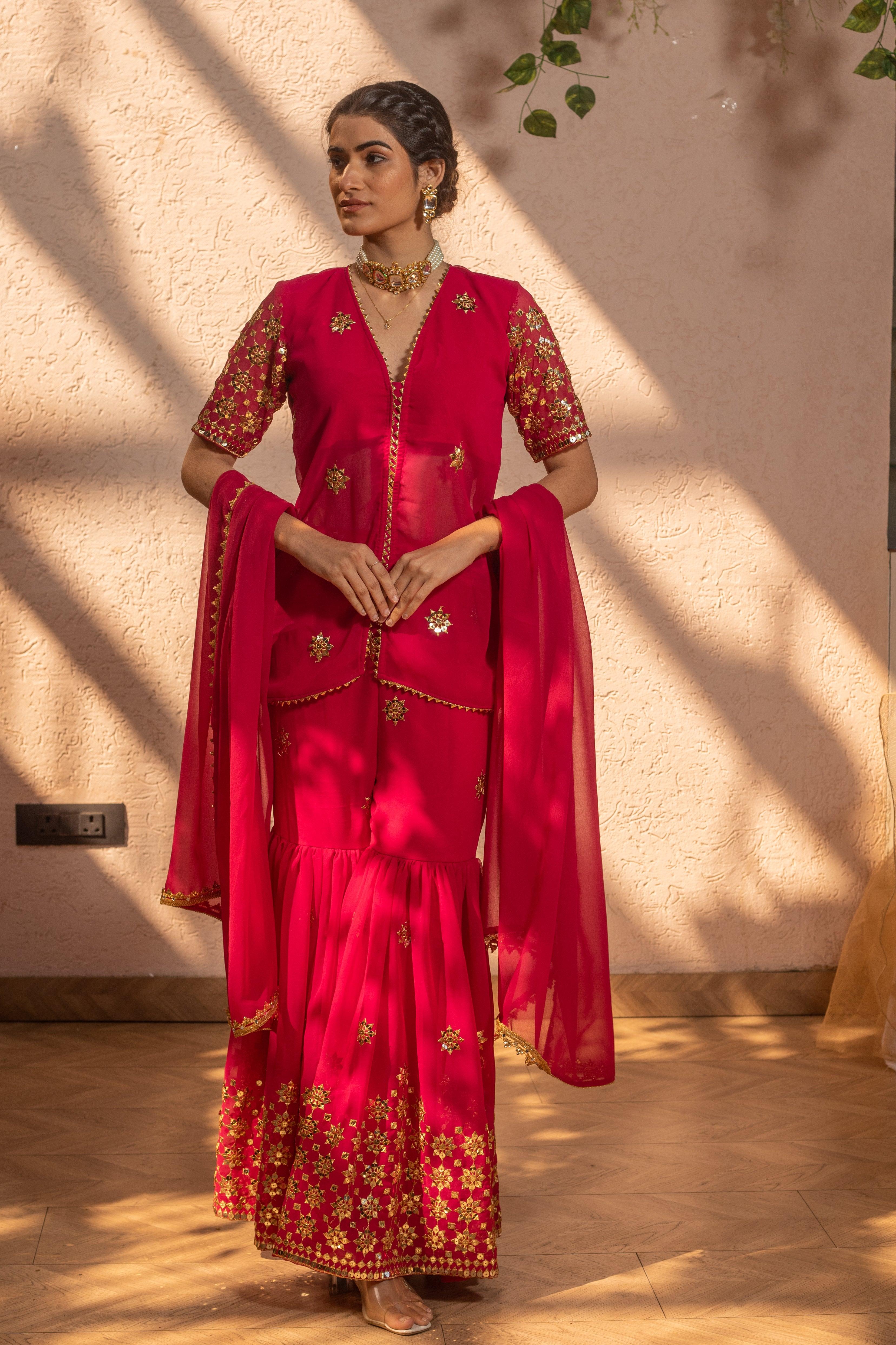 ROSY EMBROIDERED SHARARA SET - Sarnya