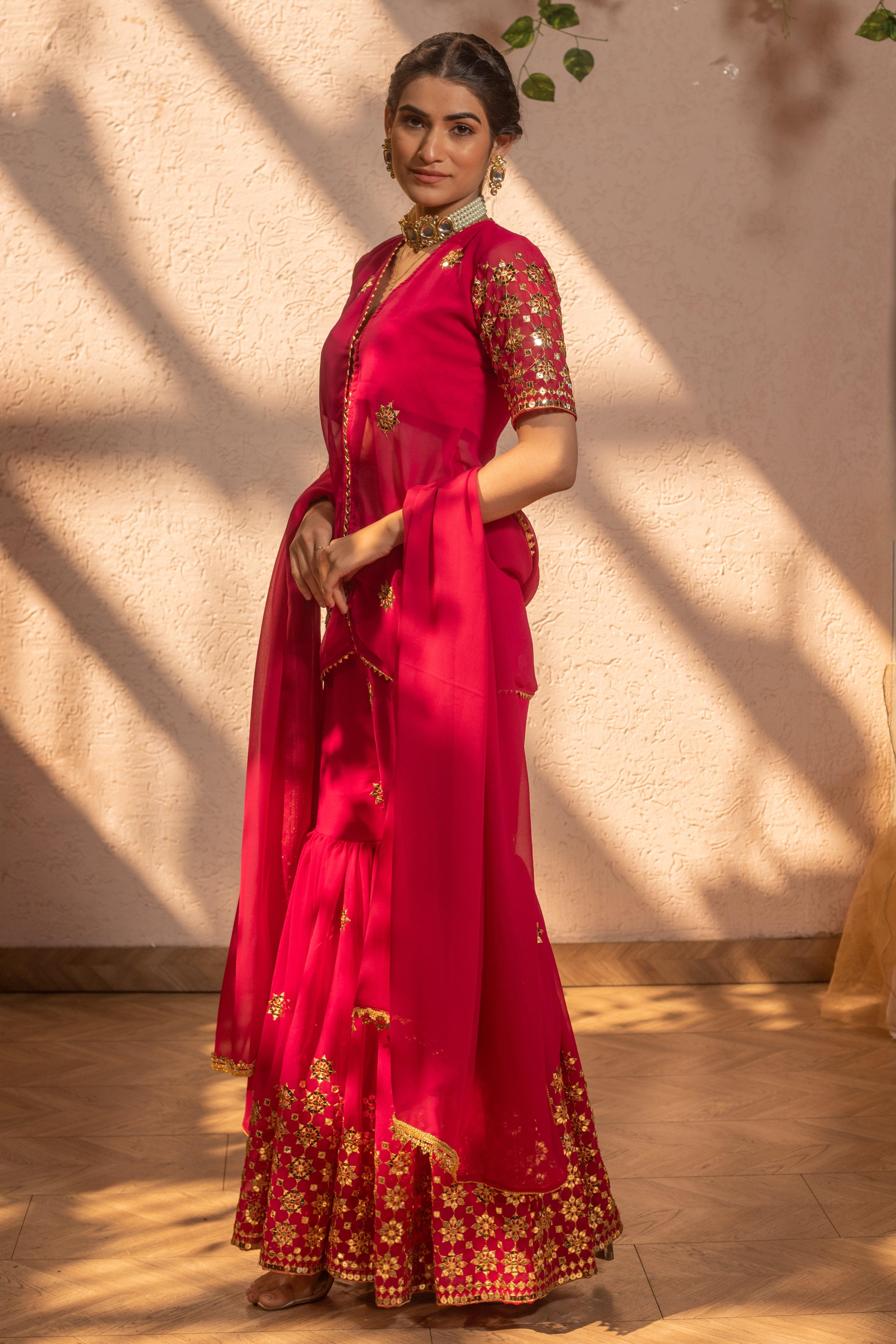 ROSY EMBROIDERED SHARARA SET - Sarnya