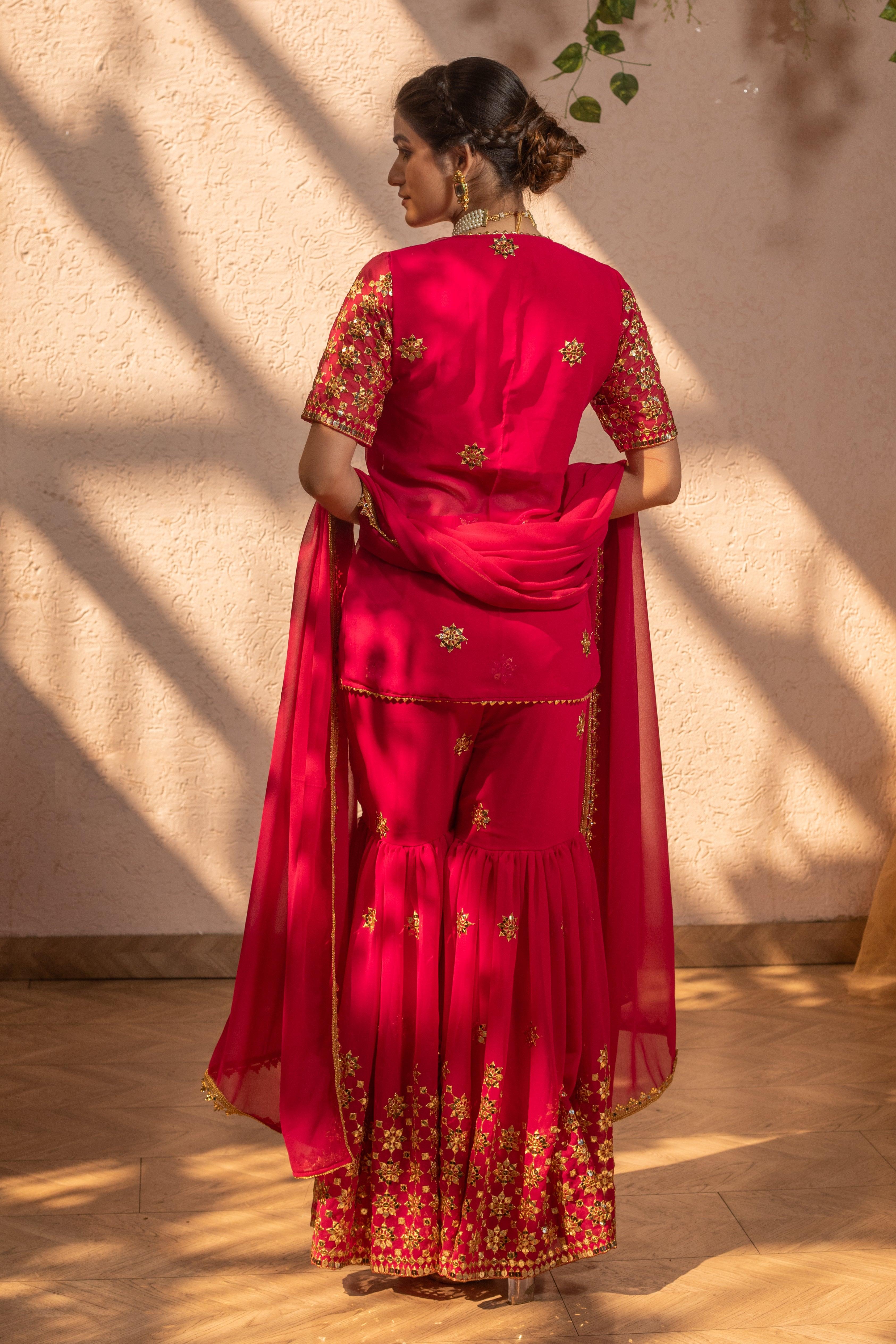 ROSY EMBROIDERED SHARARA SET - Sarnya