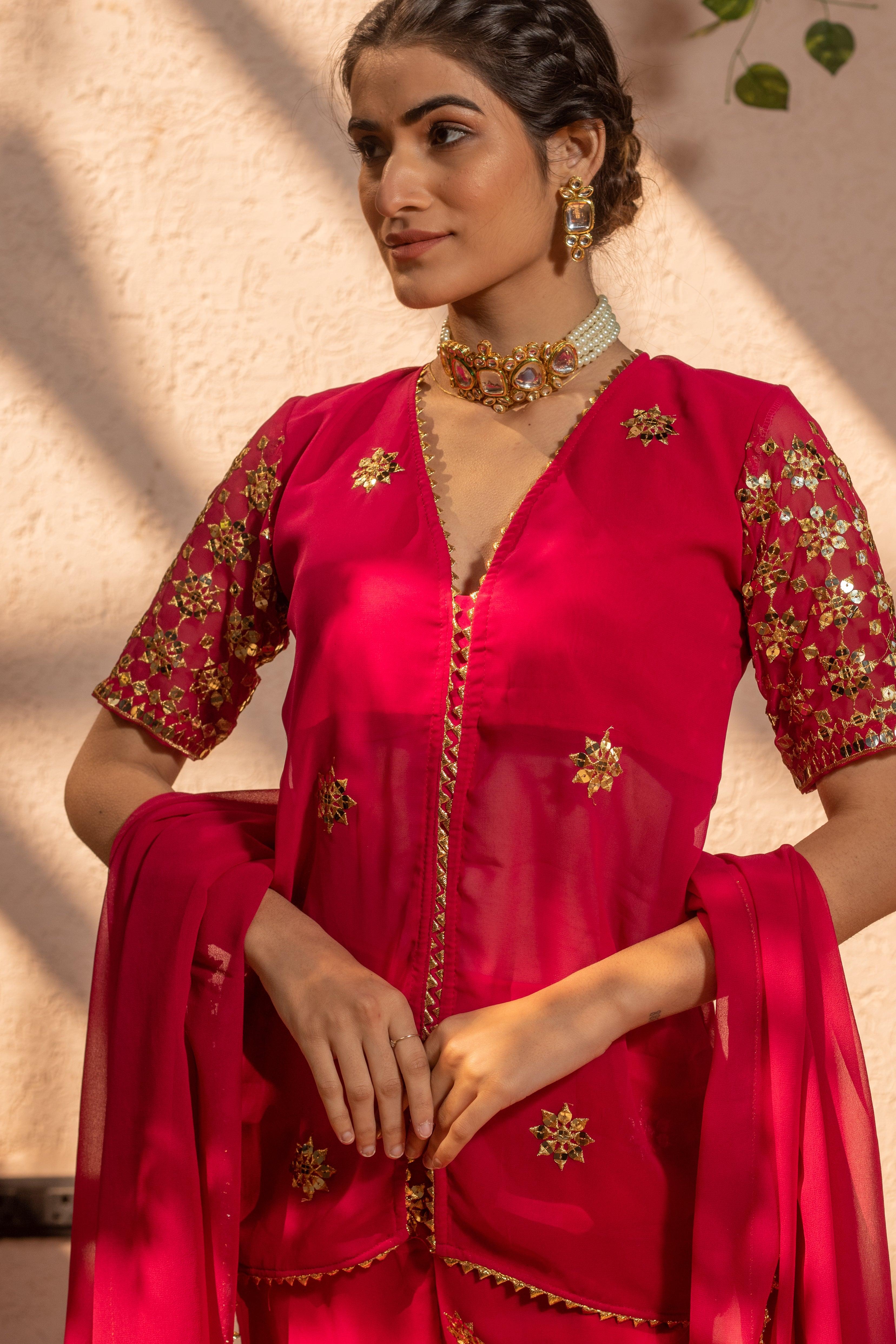 ROSY EMBROIDERED SHARARA SET - Sarnya
