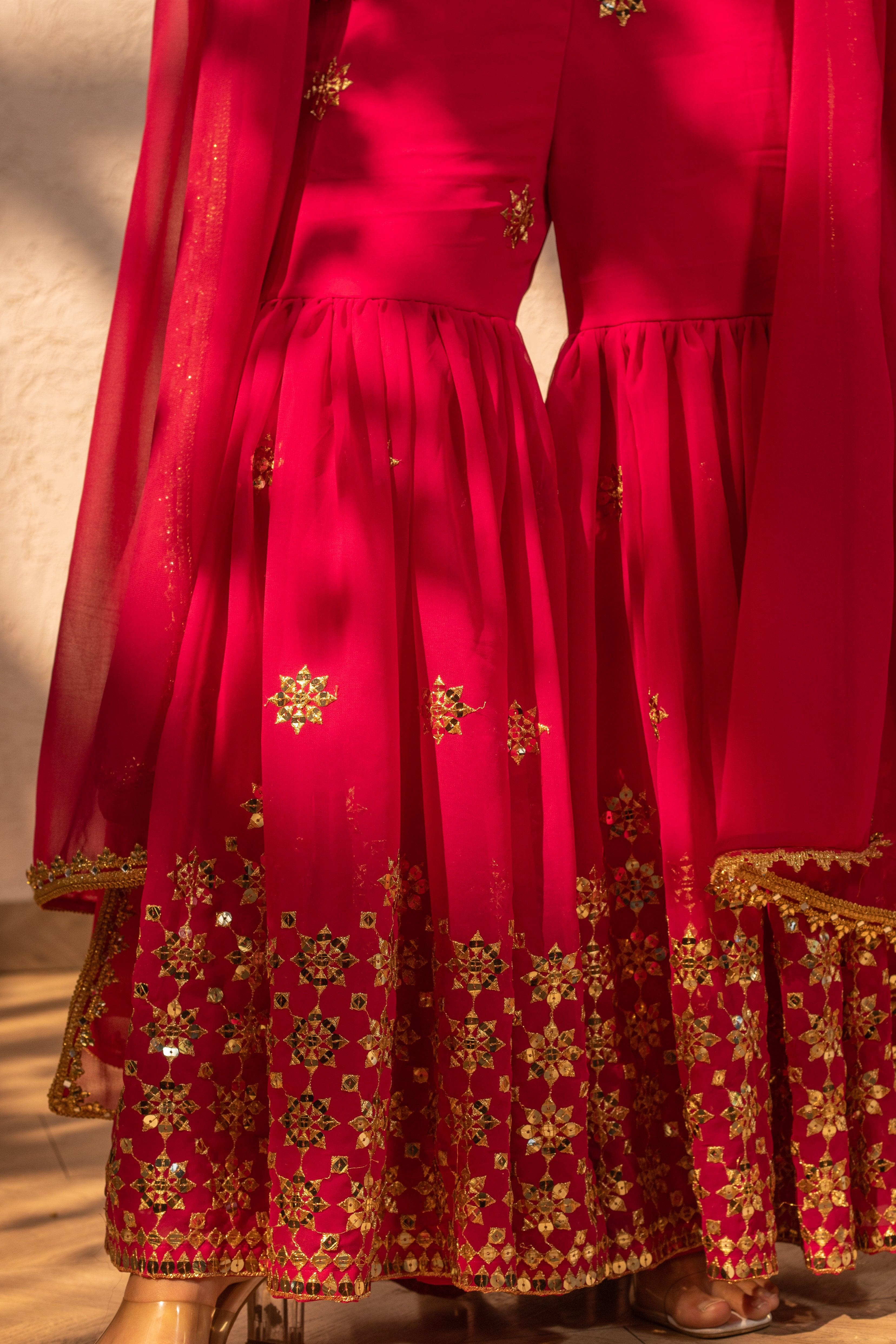 ROSY EMBROIDERED SHARARA SET - Sarnya