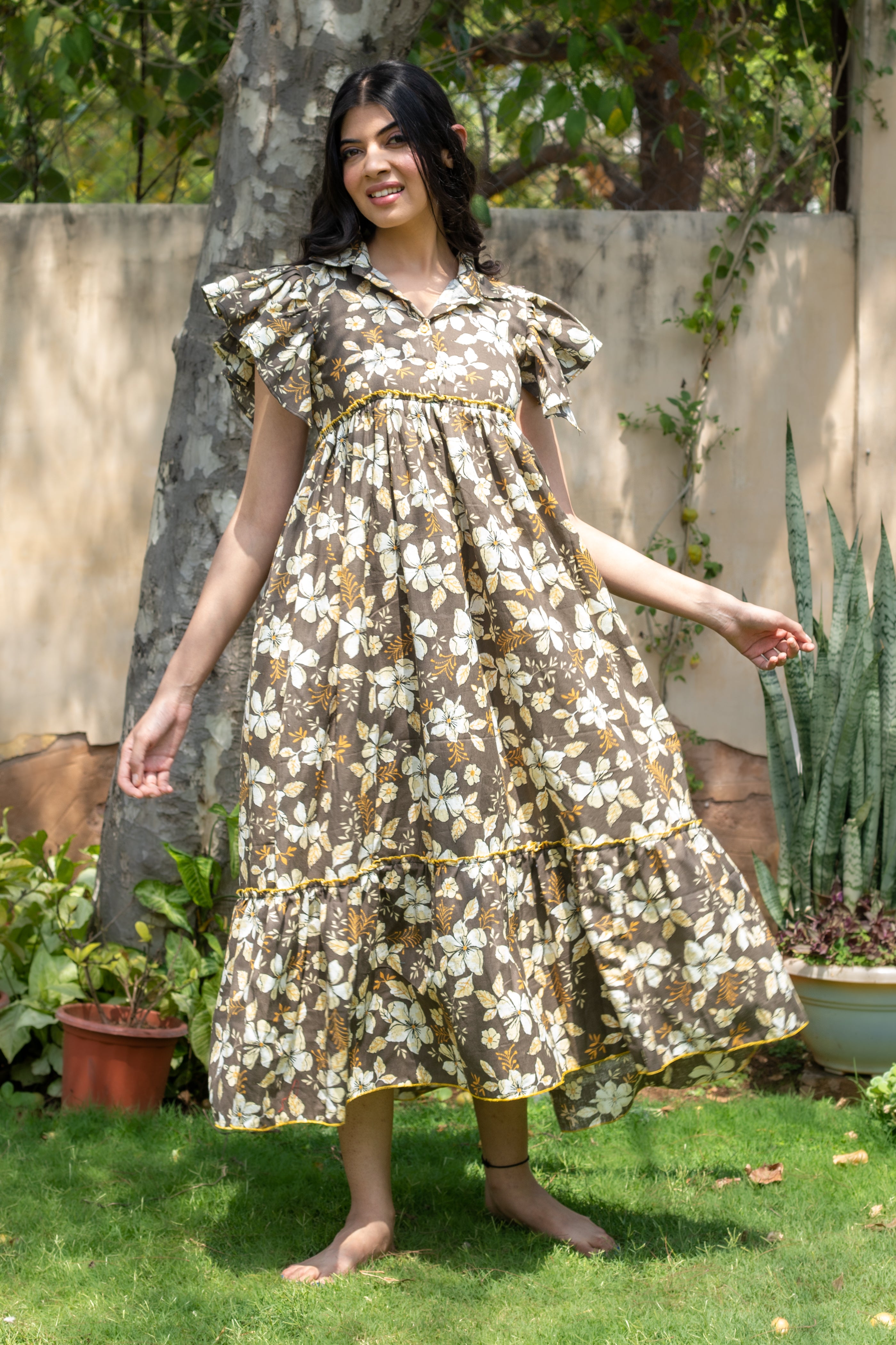SHADOW FLORAL DRESS - Sarnya
