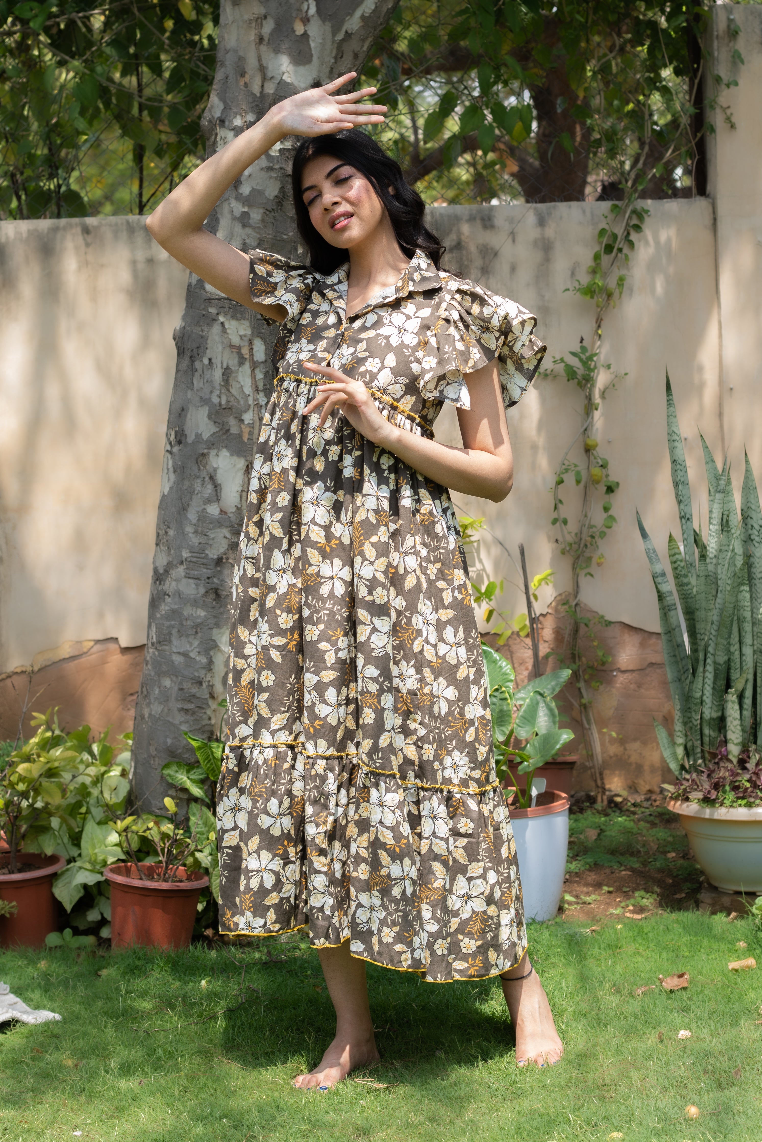 SHADOW FLORAL DRESS - Sarnya
