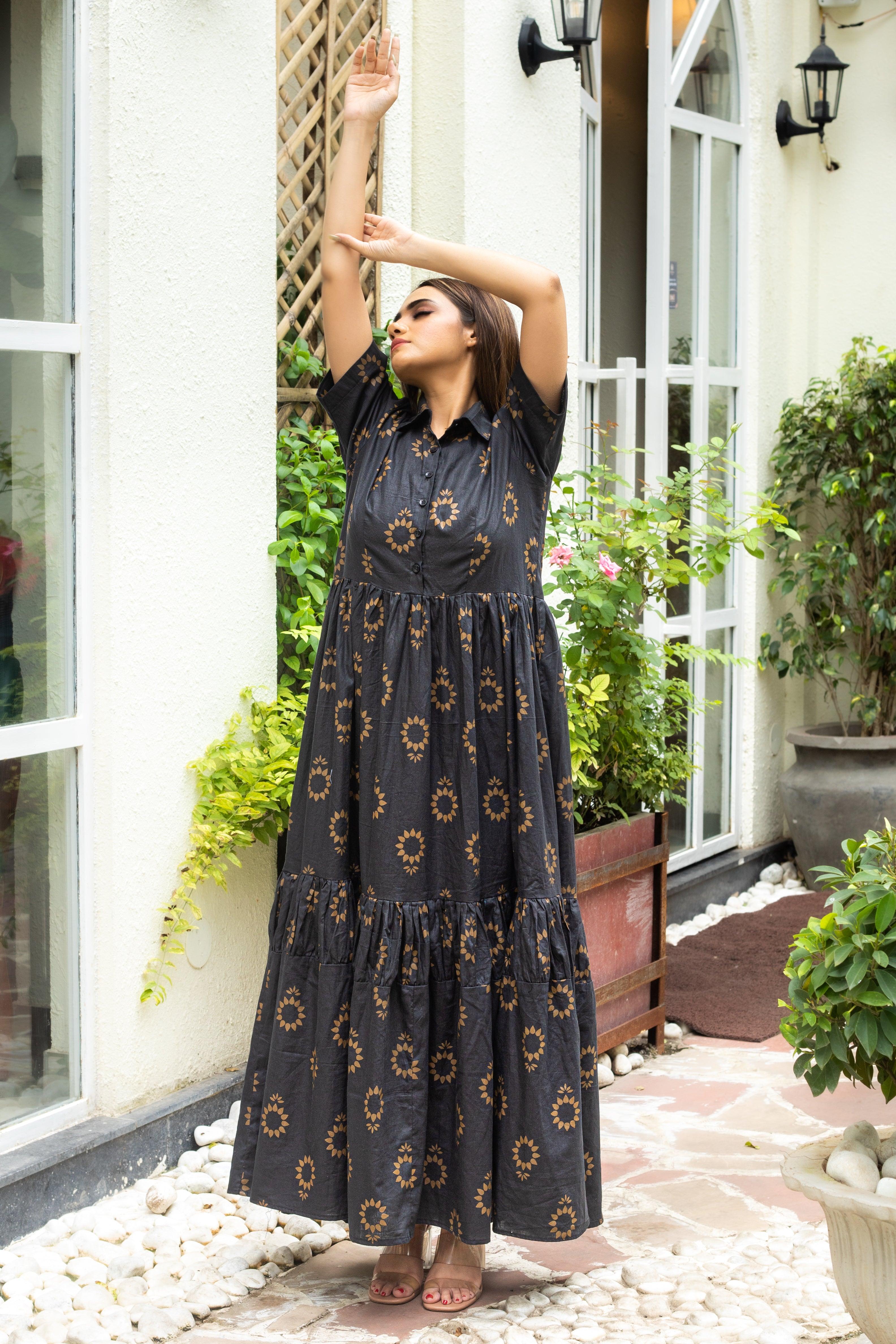 BLACK SUNFLOWER DRESS - Sarnya