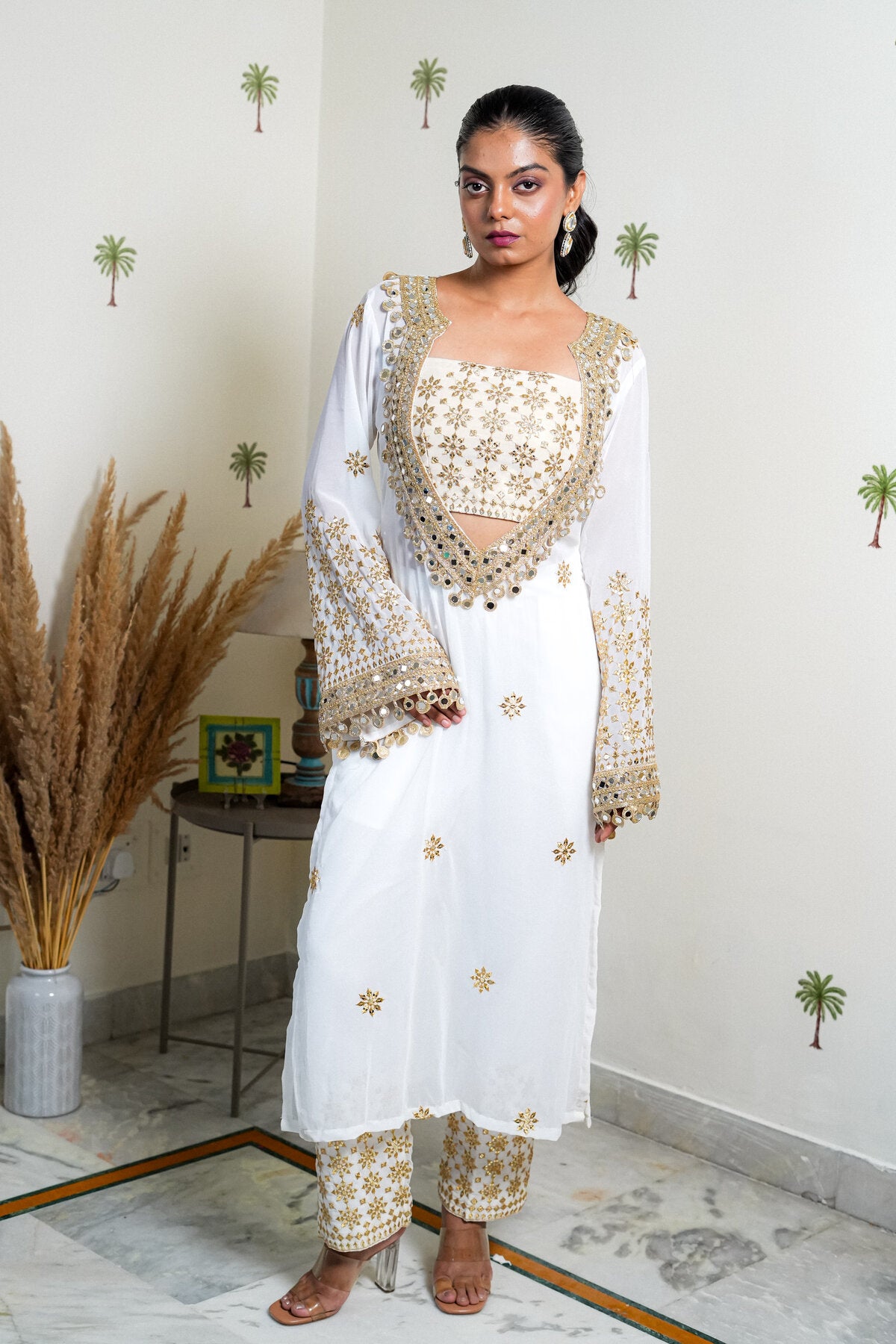 NYRA EMBROIDERED GEORGETTE KURTA SET WITH BLOUSE