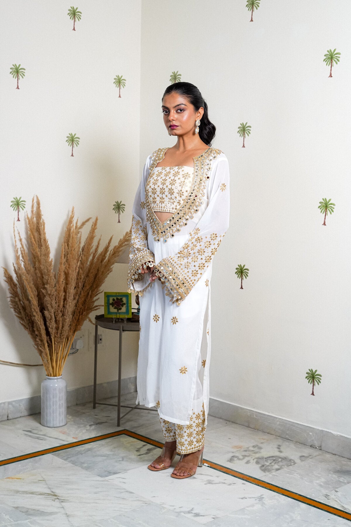 NYRA EMBROIDERED GEORGETTE KURTA SET WITH BLOUSE