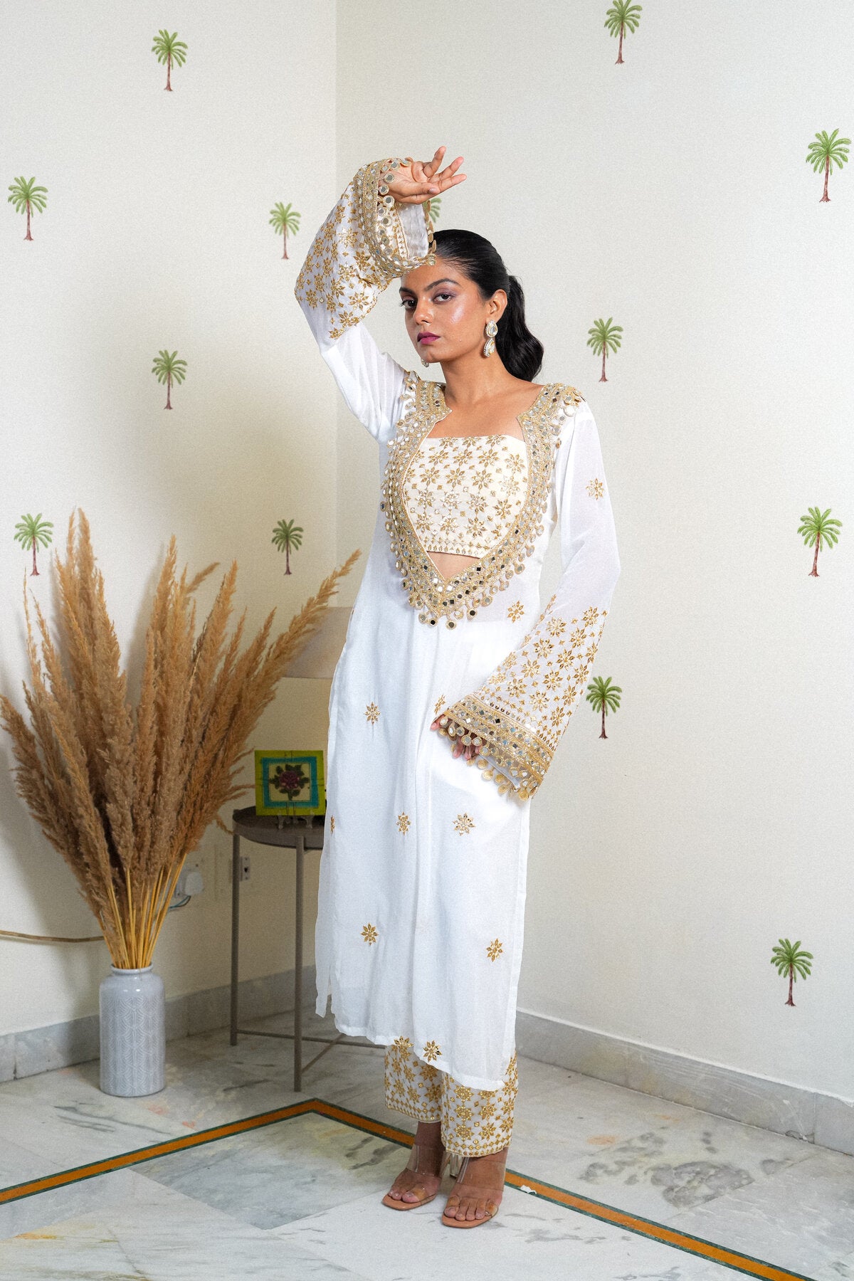 NYRA EMBROIDERED GEORGETTE KURTA SET WITH BLOUSE