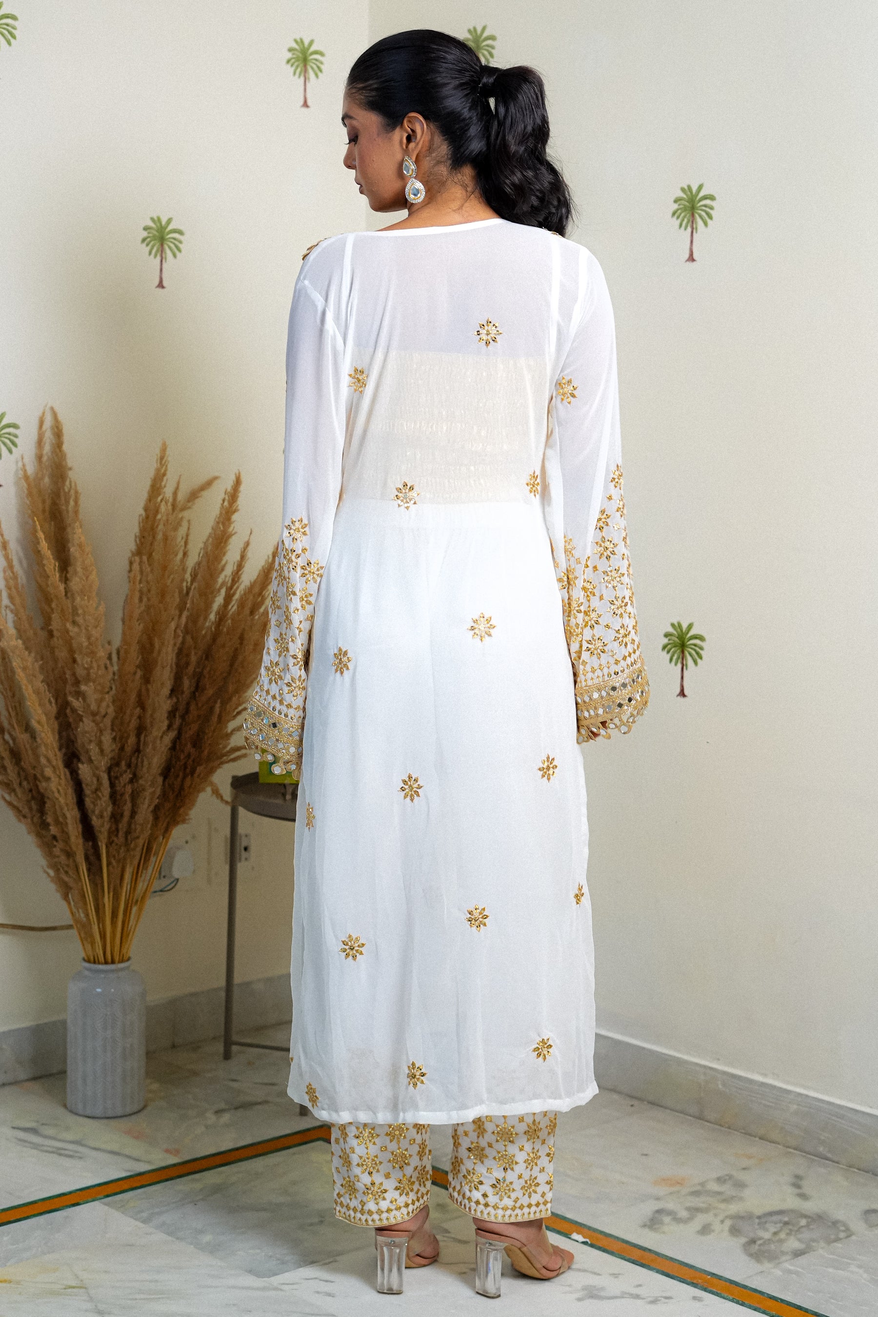 NYRA EMBROIDERED GEORGETTE KURTA SET WITH BLOUSE