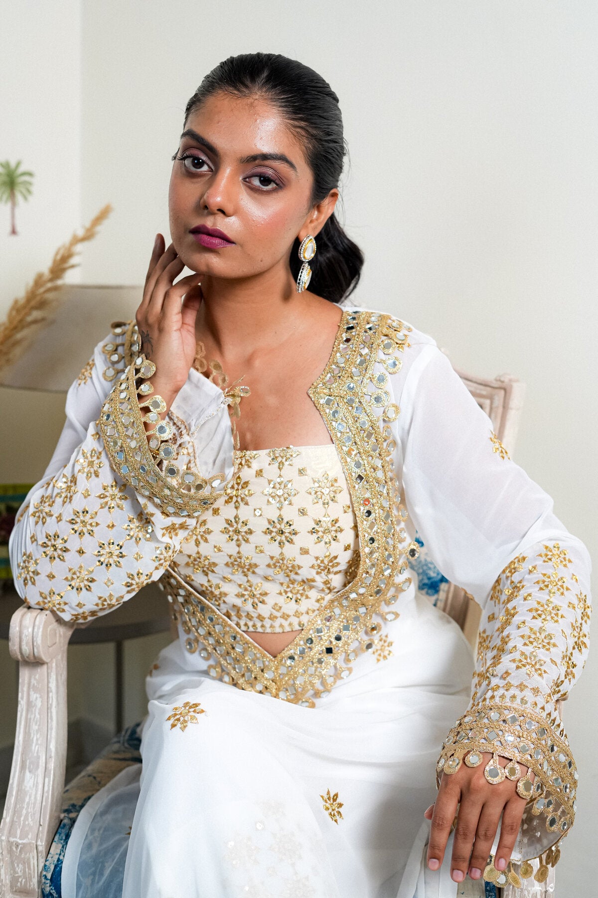 NYRA EMBROIDERED GEORGETTE KURTA SET WITH BLOUSE