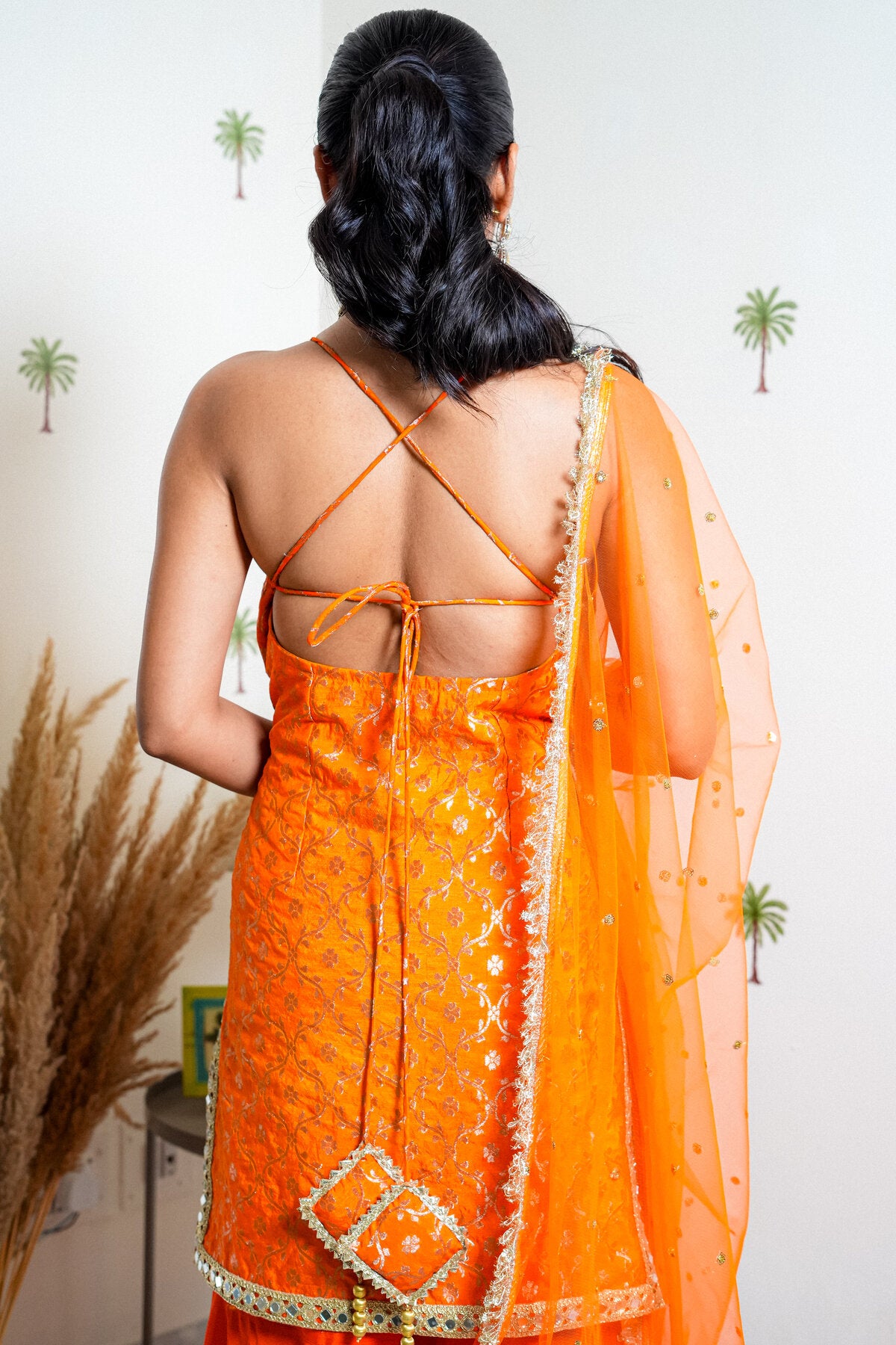 ZOYA ORANGE BANARASI EMBROIDERED SHARARA SET