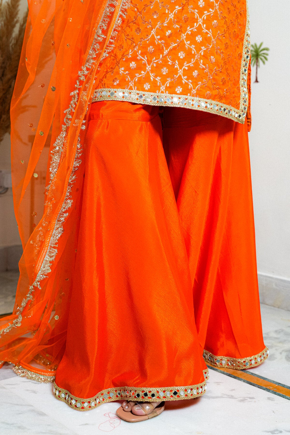 ZOYA ORANGE BANARASI EMBROIDERED SHARARA SET