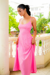 Lisa Light Pink Polka Dot Dress