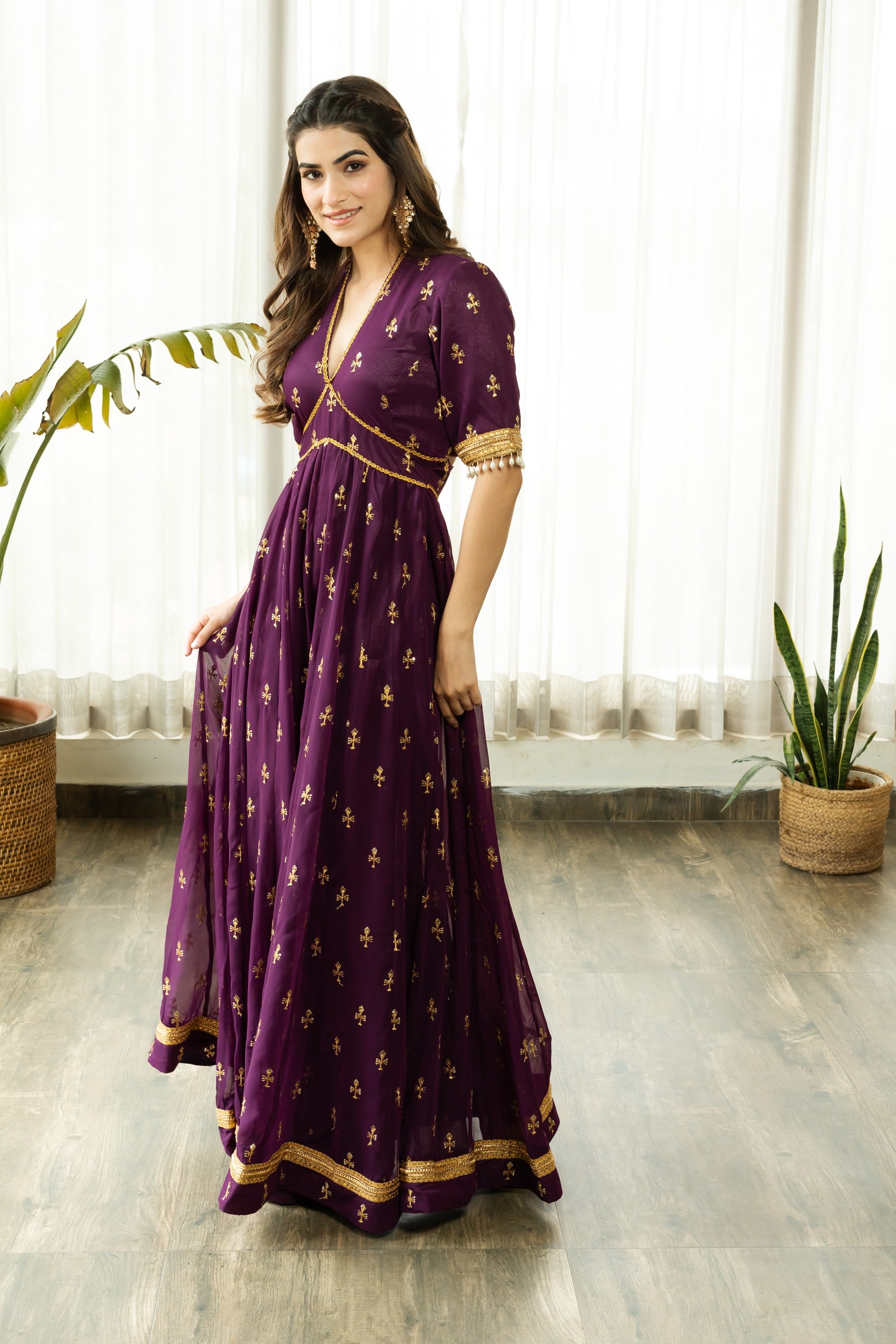 GIVISHA PURPLE EMBELLISHED SET - Sarnya