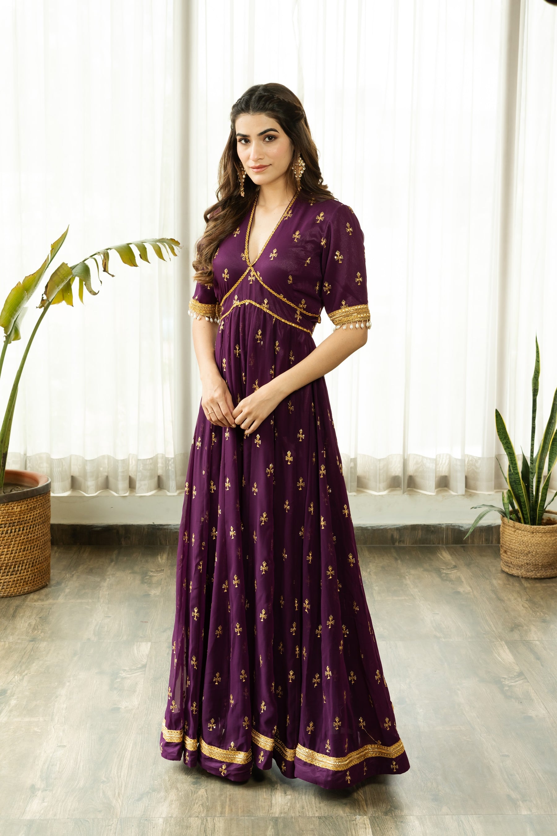 GIVISHA PURPLE EMBELLISHED SET - Sarnya
