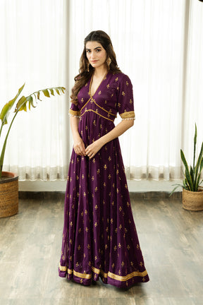 GIVISHA PURPLE EMBELLISHED SET - Sarnya