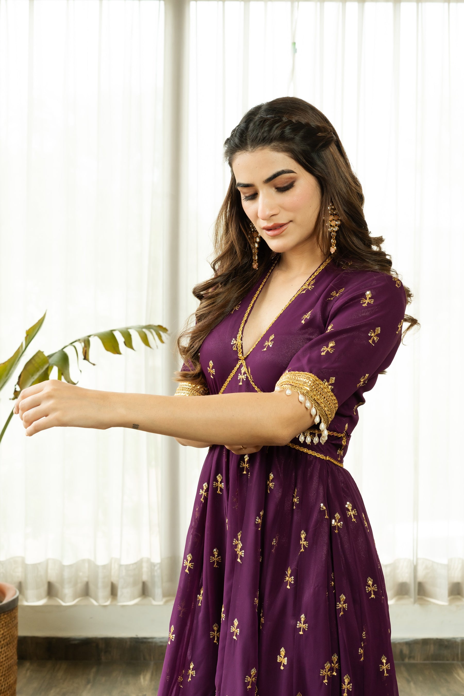 GIVISHA PURPLE EMBELLISHED SET - Sarnya