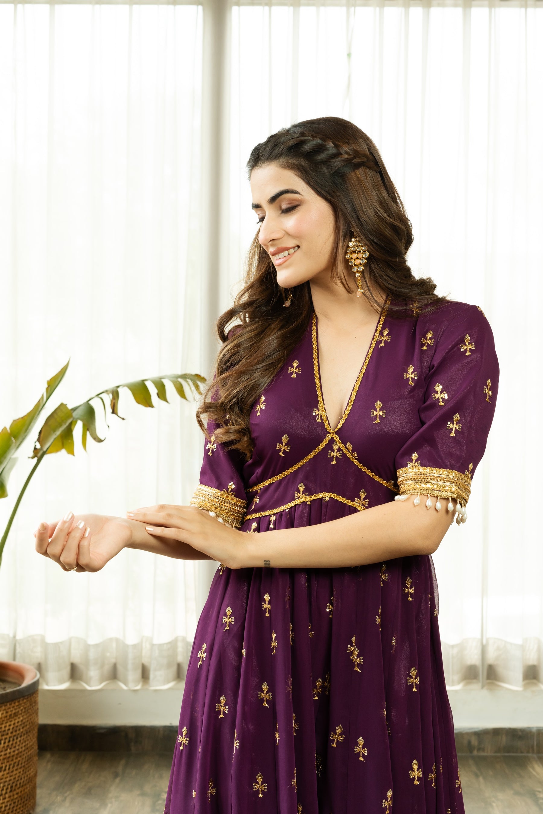 GIVISHA PURPLE EMBELLISHED SET - Sarnya