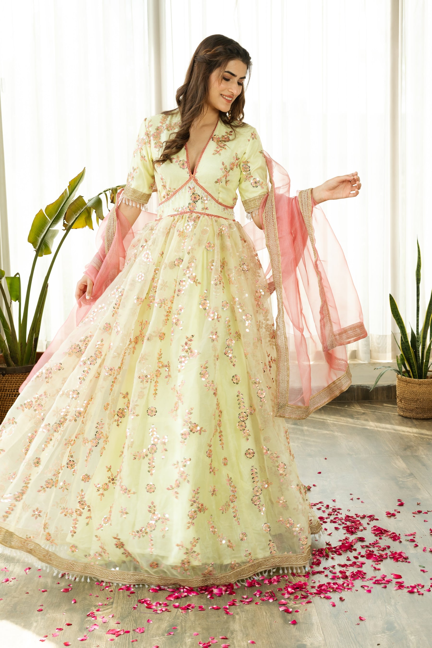 FALAK LIME EMBELLISHED SET - Sarnya