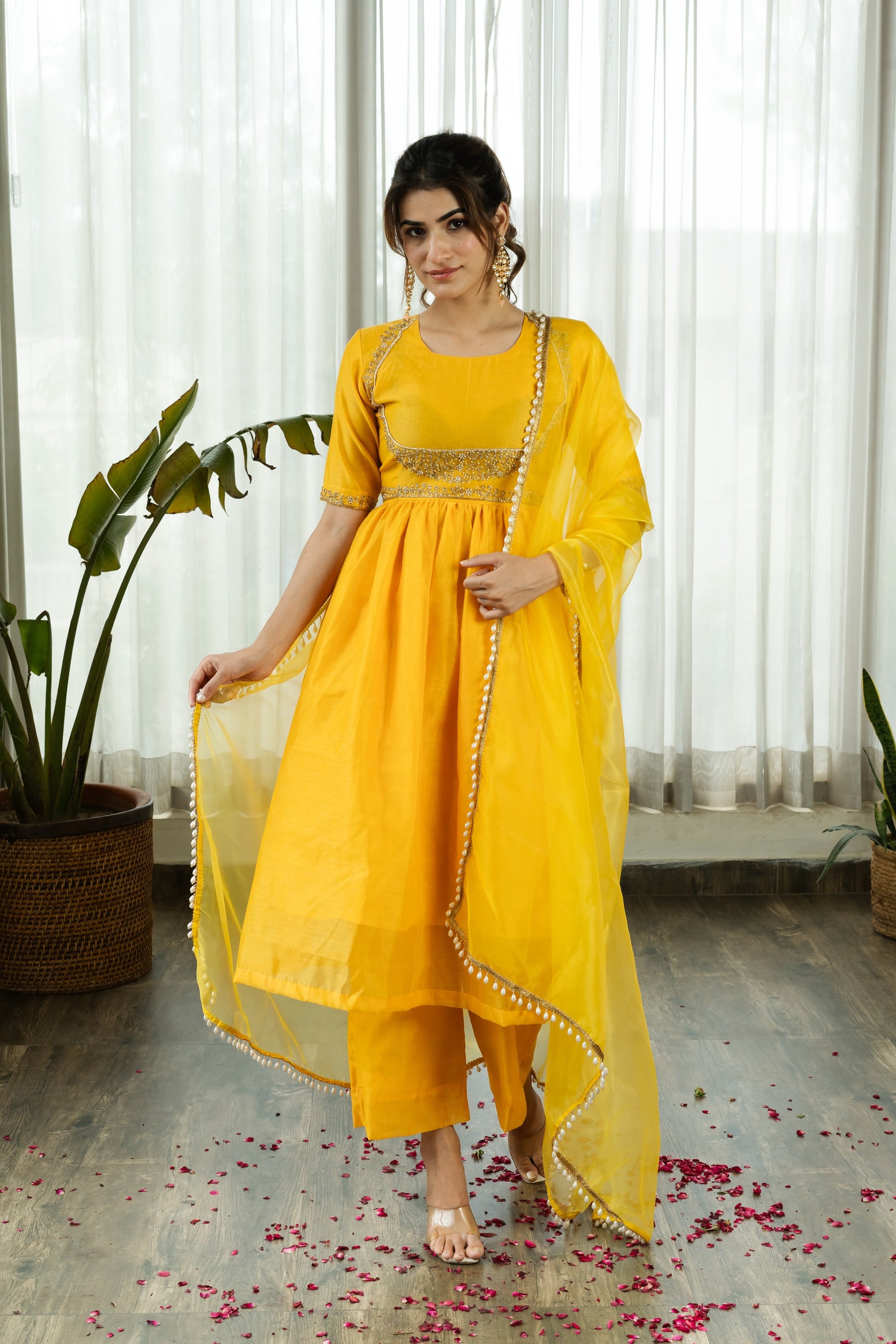 GULZAR EMBROIDERED SILK SUIT SET WITH DUPATTA - Sarnya