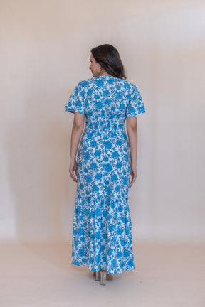 RESHA SKY BLUE FLORAL DRESS