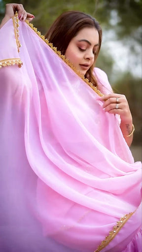 LIGHT PINK EMBROIDERED SHARARA SET - Sarnya
