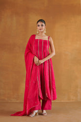 Naaz red kalidar kurta set front view
