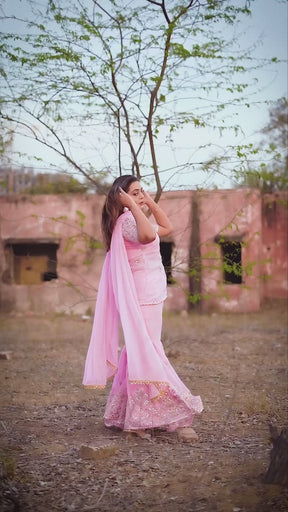 LIGHT PINK EMBROIDERED SHARARA SET