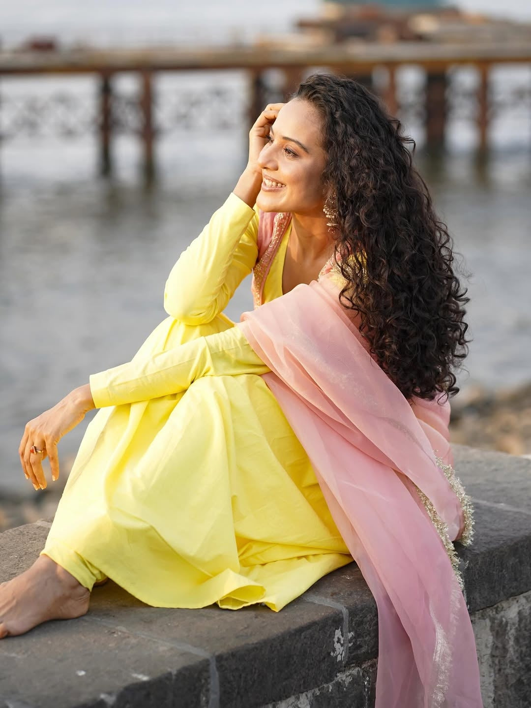 AAINA YELLOW SUIT SET WITH PINK EMBROIDERED CROP JACKET