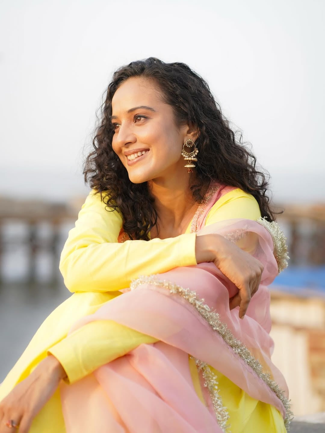 AAINA YELLOW SUIT SET WITH PINK EMBROIDERED CROP JACKET