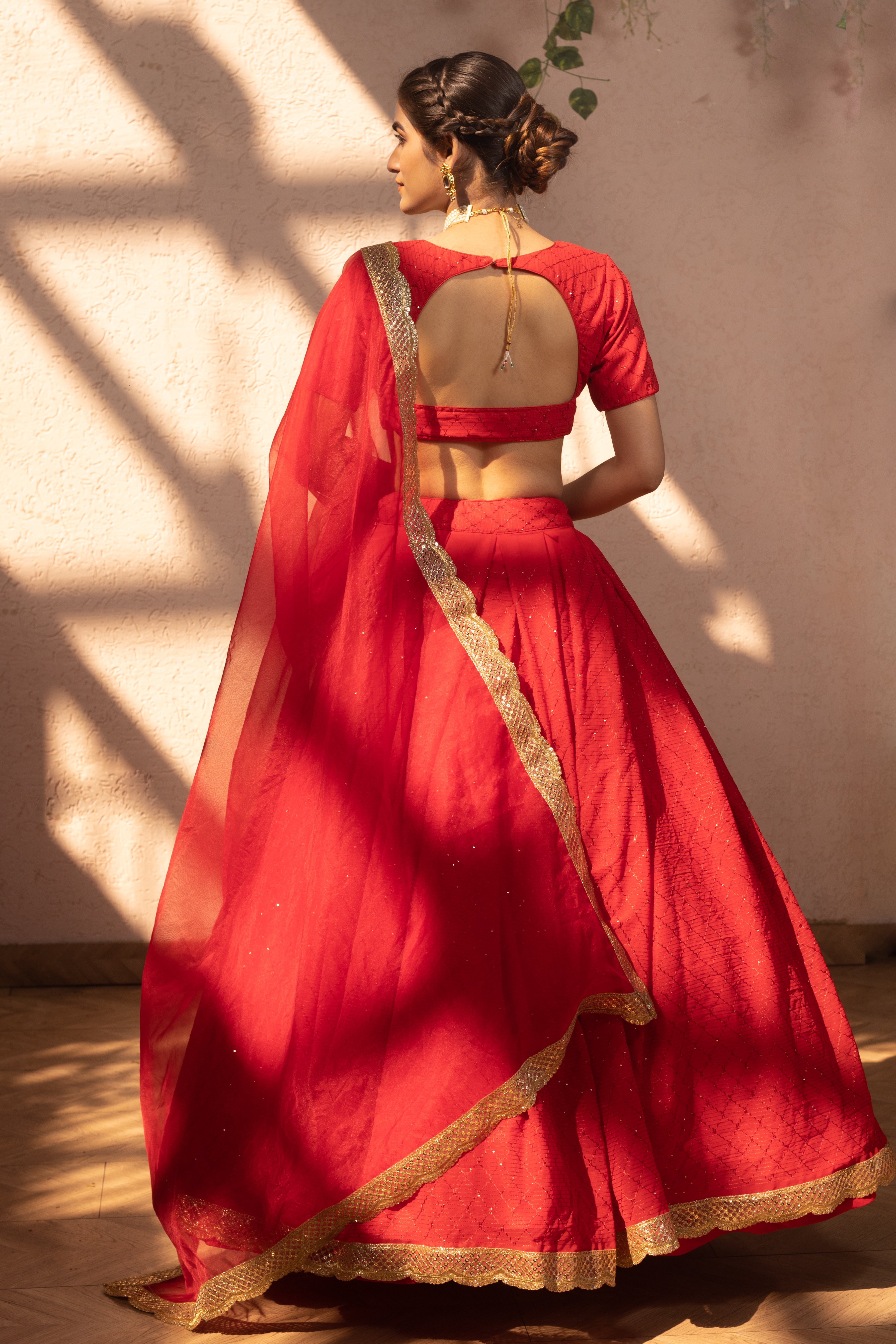Stunning Katrina Red Velvet Lehenga Choli | 6+ Meters Flare