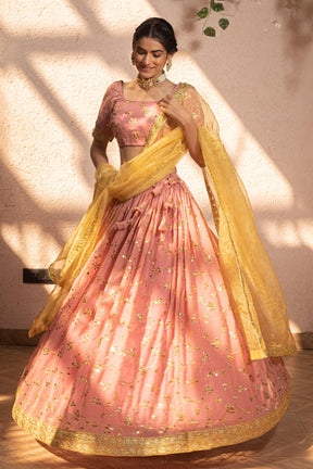 GOLD PEACH LEHENGA - Sarnya