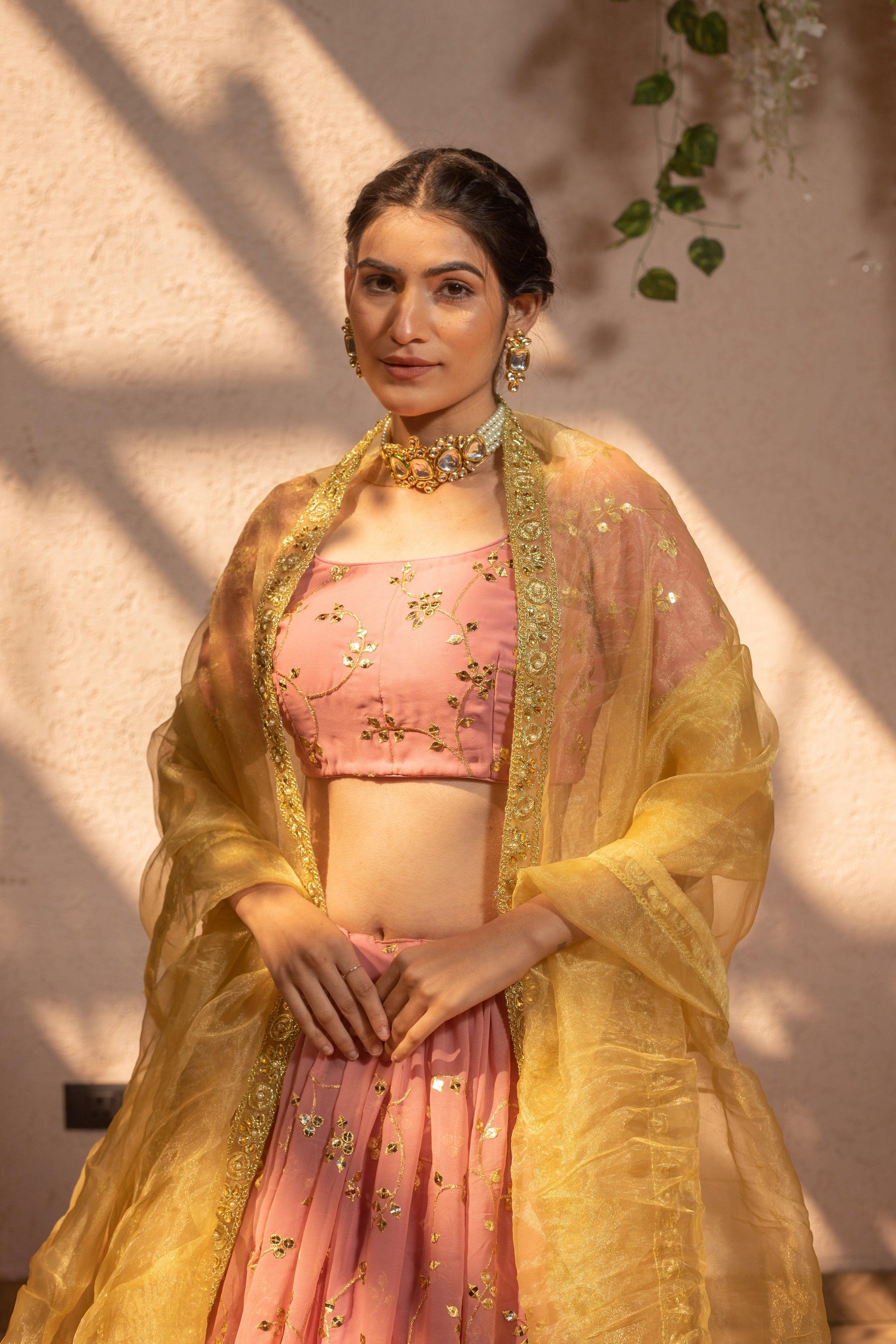 GOLD PEACH LEHENGA - Sarnya