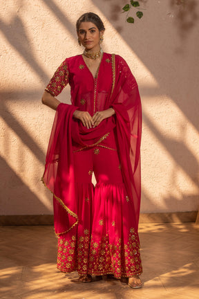 ROSY EMBROIDERED SHARARA SET - Sarnya