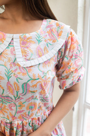 ORANGE HAZE FLORAL BREZZY DRESS - Sarnya