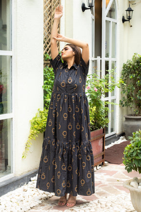 BLACK SUNFLOWER DRESS - Sarnya