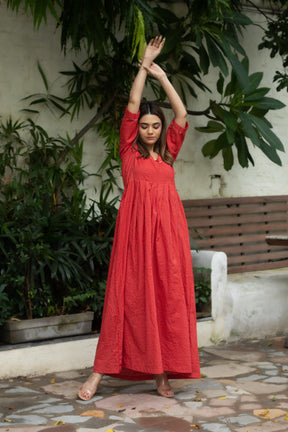 SCARLET RED SUIT SET - Sarnya